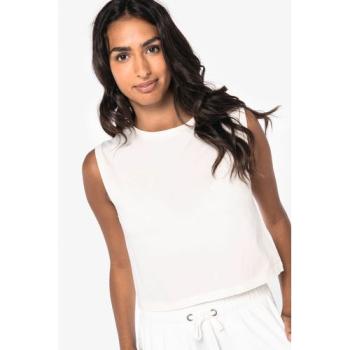 Eco-friendly ladies’ sleeveless crop t-shirt