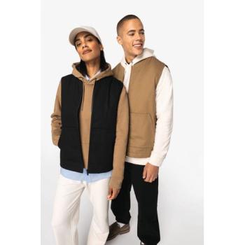 Eco-friendly unisex padded twill bodywarmer with teddy collar