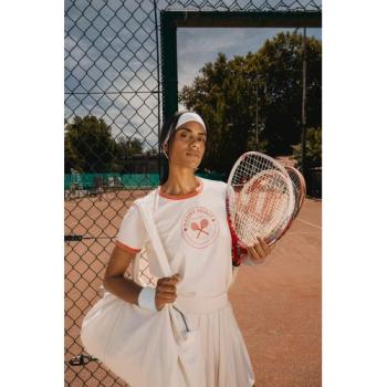 Eco-friendly ladies' ringer t-shirt with washed effect binding