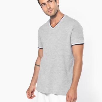 Men's piqué knit V-neck T-shirt