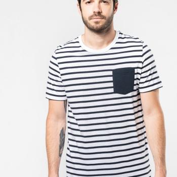 Striped short-sleeved sailor t-shirt with pocket