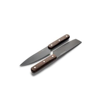 Orrefors Jernverk set of 2 knives, black & wood
