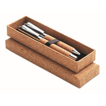 Metal Ball pen set in cork box MO9678-40