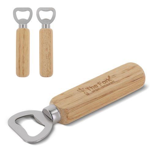 Bottle opener with wooden handle