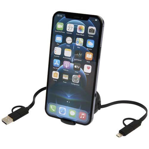 Câble rétractable 5 en 1 Alasia de 100 cm en plastique recyclé et aluminium pour la synchronisation des données et la charge rapide de 45 W