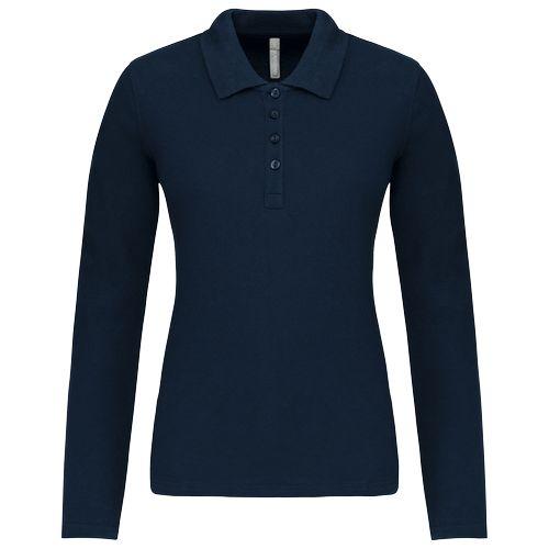 Polo piqué manches longues femme