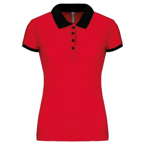 Polo piqué bicolore femme
