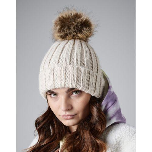 Fur Pop Pom Chunky Beanie