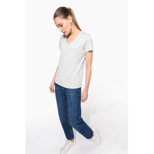Ladies' short-sleeved V-neck T-shirt
