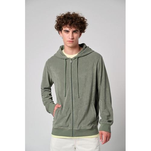 Sweat-shirt écoresponsable en éponge zippé à capuche homme