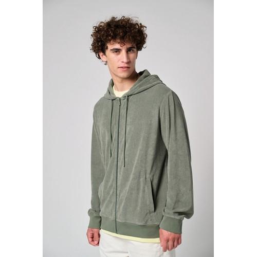 Sweat-shirt écoresponsable en éponge zippé à capuche homme