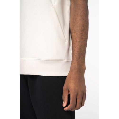 Unisex eco-friendly French Terry short sleeve drop shoulder hooded sweatshirt