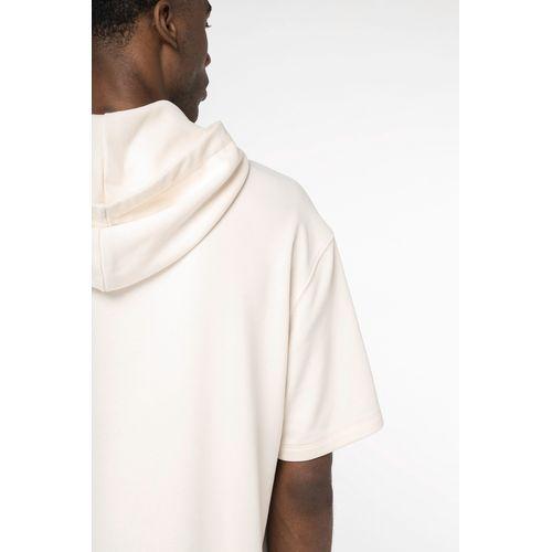 Unisex eco-friendly French Terry short sleeve drop shoulder hooded sweatshirt