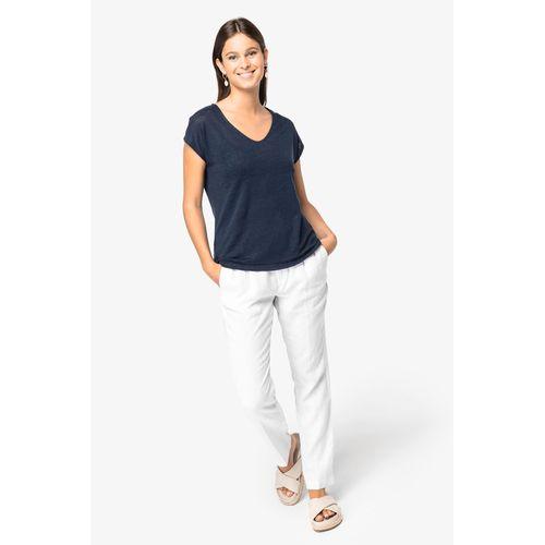 T-shirt col V en lin femme