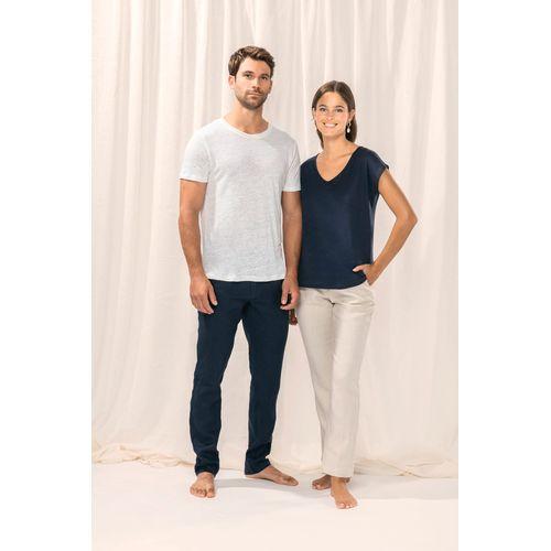 T-shirt col V en lin femme