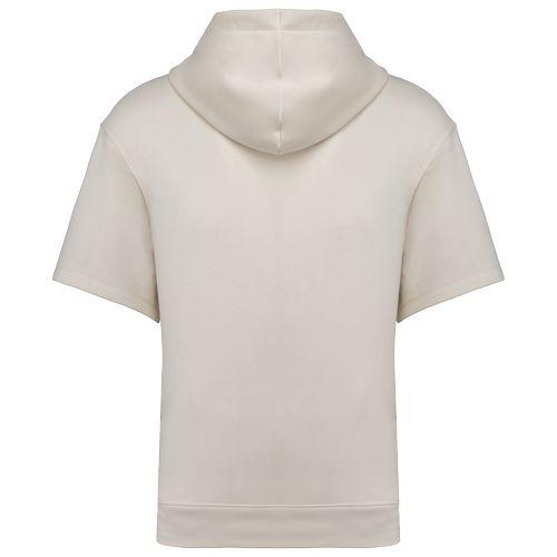 Unisex eco-friendly French Terry short sleeve drop shoulder hooded sweatshirt