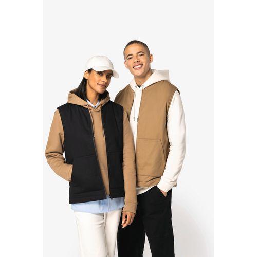 Eco-friendly unisex padded twill bodywarmer with teddy collar