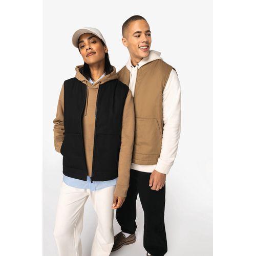 Eco-friendly unisex padded twill bodywarmer with teddy collar