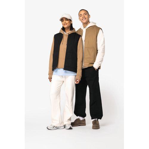 Eco-friendly unisex padded twill bodywarmer with teddy collar