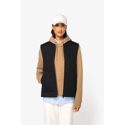 Eco-friendly unisex padded twill bodywarmer with teddy collar