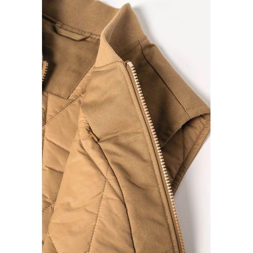 Eco-friendly unisex padded twill bodywarmer with teddy collar