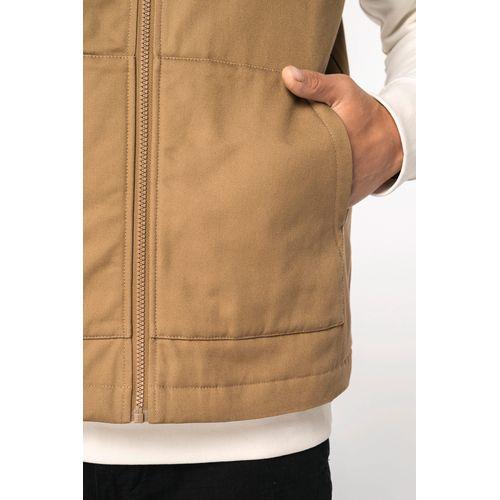 Eco-friendly unisex padded twill bodywarmer with teddy collar