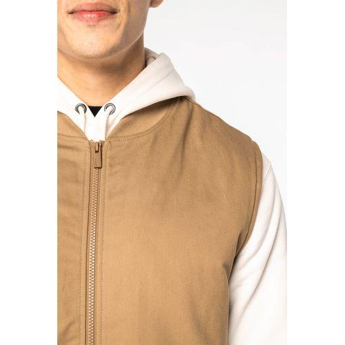 Eco-friendly unisex padded twill bodywarmer with teddy collar