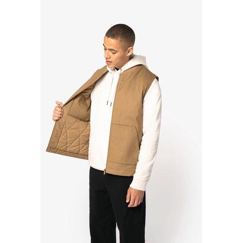 Eco-friendly unisex padded twill bodywarmer with teddy collar