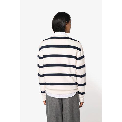 Eco-friendly unisex striped dropped shoulders round neck sweatshirt
