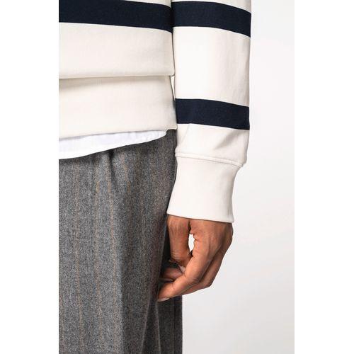 Eco-friendly unisex striped dropped shoulders round neck sweatshirt