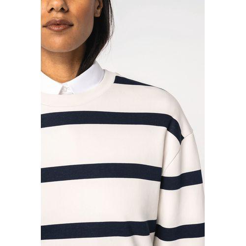 Eco-friendly unisex striped dropped shoulders round neck sweatshirt