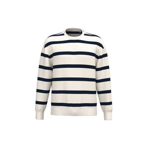 Eco-friendly unisex striped dropped shoulders round neck sweatshirt