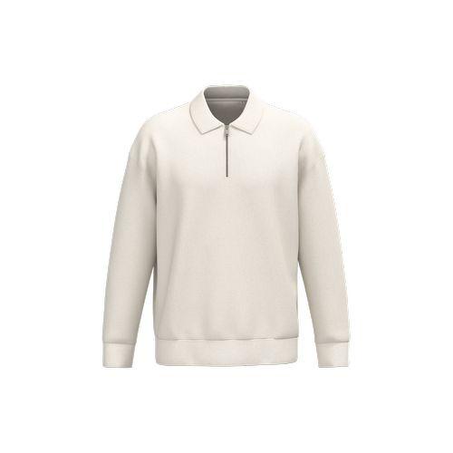 Sweat-shirt écoresponsable quart zip col polo à épaules tombantes unisexe