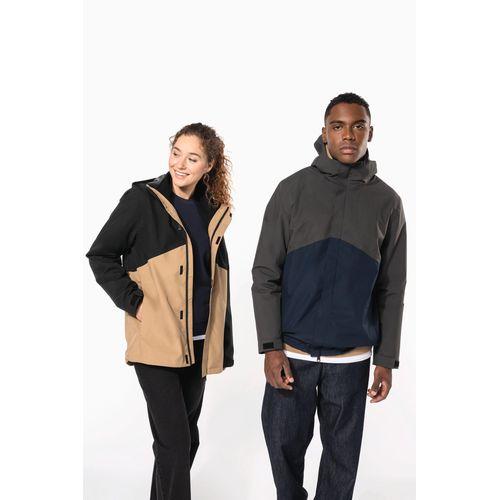 Unisex bi-tone 3 in 1 waterproof hooded parka