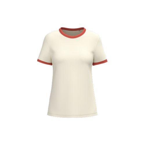 Eco-friendly ladies' ringer t-shirt with washed effect binding