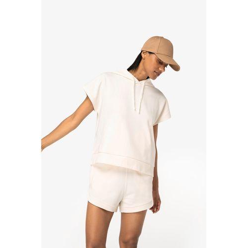 Eco-friendly ladies' French Terry sleevless hooded oversize sweatshirt