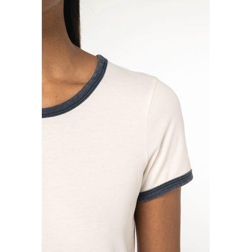 T-shirt ringer écoresponsable à bords contrastés effet délavé femme