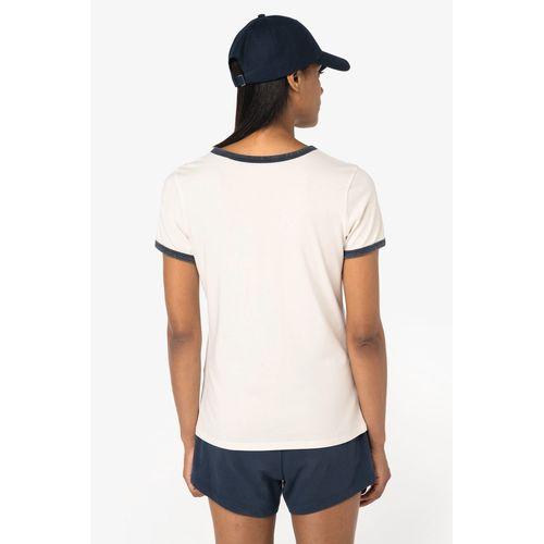T-shirt ringer écoresponsable à bords contrastés effet délavé femme