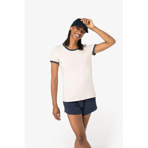 T-shirt ringer écoresponsable à bords contrastés effet délavé femme