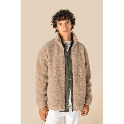 Unisex sherpa dropped shoulders full zip sweatshirt