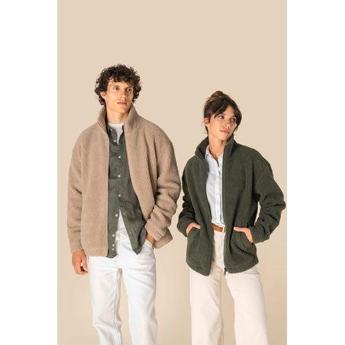 Unisex sherpa dropped shoulders full zip sweatshirt