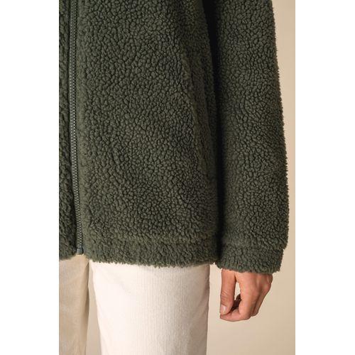 Unisex sherpa dropped shoulders full zip sweatshirt