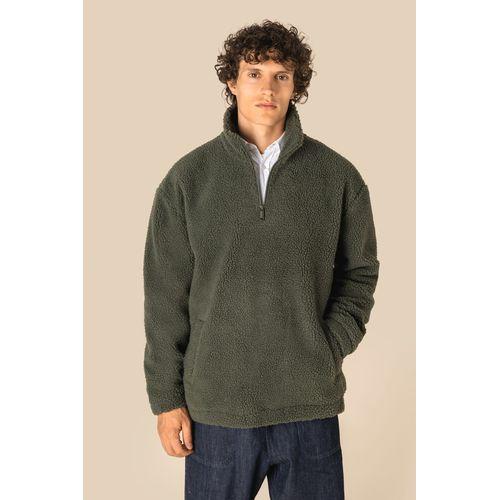 Unisex sherpa dropped shoulders quarter zip sweatshirt