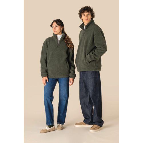 Unisex sherpa dropped shoulders quarter zip sweatshirt