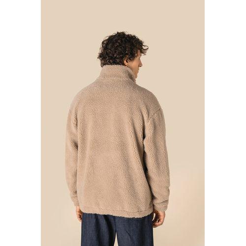 Unisex sherpa dropped shoulders quarter zip sweatshirt