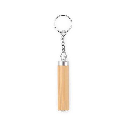 RACHEL. Bamboo and ABS key ring with LED torch