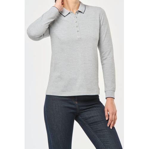 Polo maille piquée manches longues femme