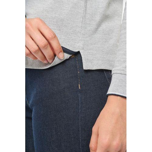 Polo maille piquée manches longues femme