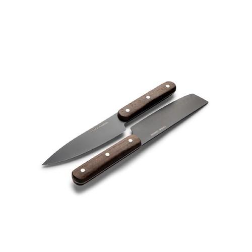 Orrefors Jernverk set of 2 knives, black & wood