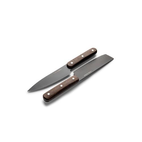 Orrefors Jernverk set of 2 knives, black & wood